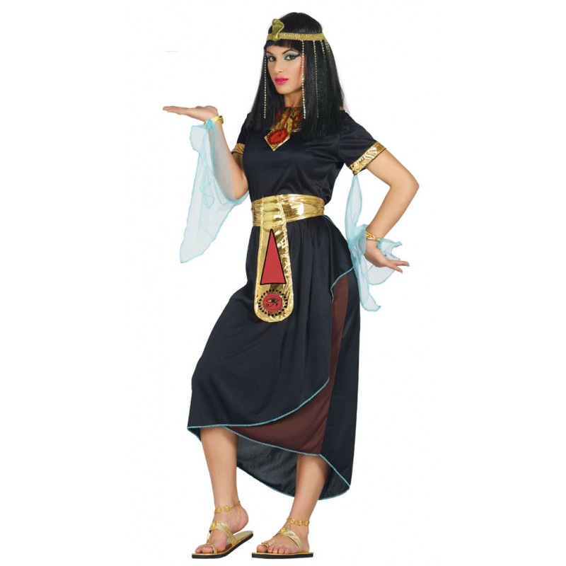 Disfraz de Faraón egipcio antiguo para hombre y mujer, ropa negra