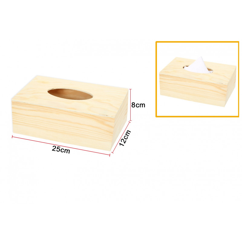 Caja de madera para pañuelos con tapa de 24x14x9.5 cm