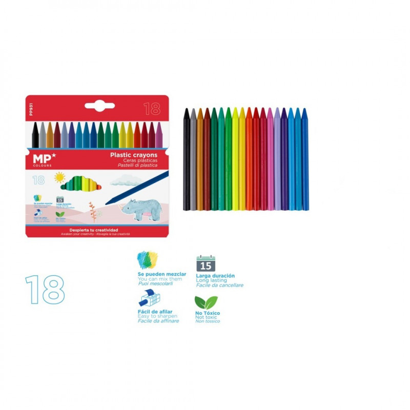 Ceras Plascolor 18 Unidades, Crayones para Niños